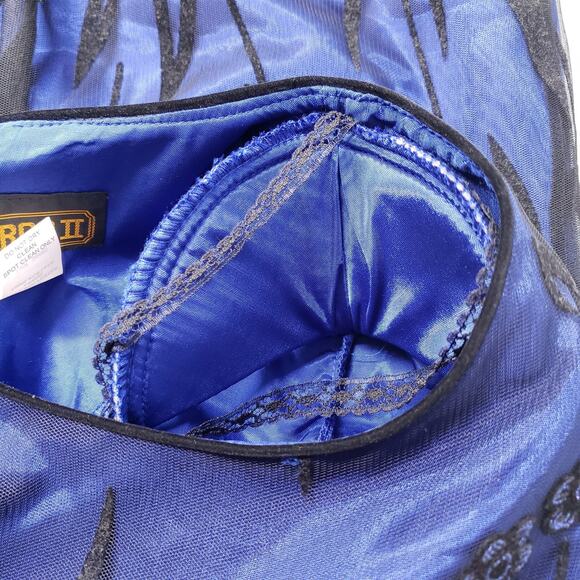 Vintage Virgo II Cocktail Dress Womens 6 Blue Velvet Burnout Sheer Goth Fairy - Picture 16 of 16